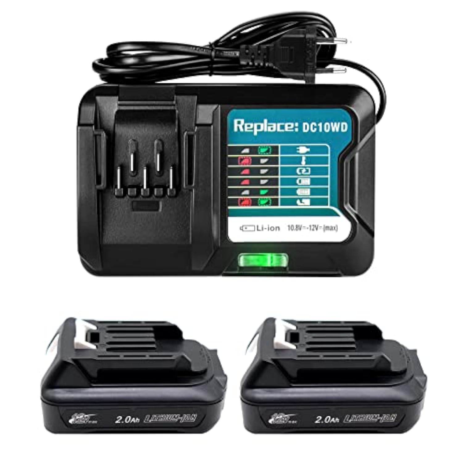 Bl1021B Replacement Battery For Makita Bl1041B With Charger Dc10Wd Compatible With Bl1016 Bl1020B Bl1040B 10.8V & 12V Max. 2000Mah Li-Ion Cxt Battery