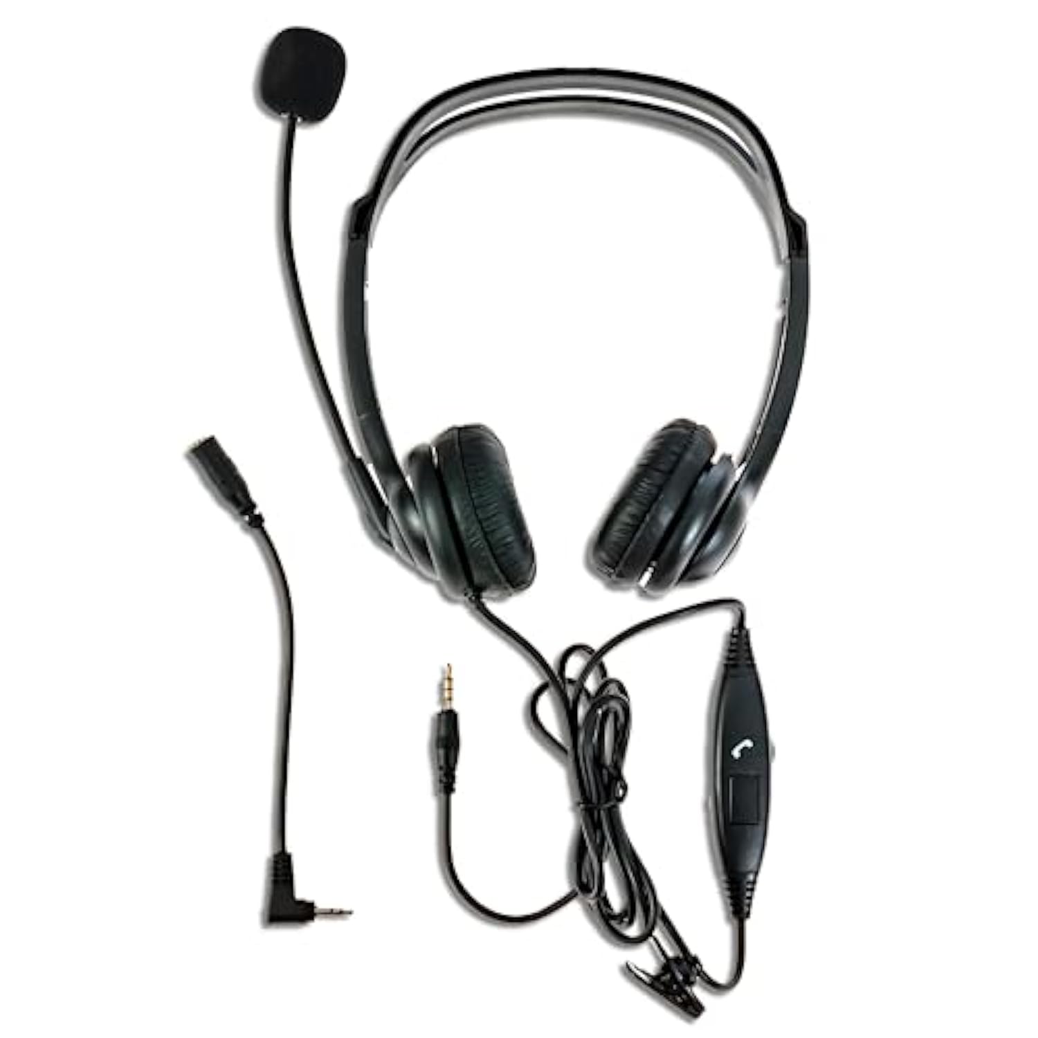 Spracht ZUM350B 3.5mm & 2.5mm Dual-Ear Stereo Headset with Boom Mic, Black | iPhone Headphones Wired | Noise Cancelling Headphones with Microphone for Call, Gaming, PC, Mac, Tablet or Cell Phone