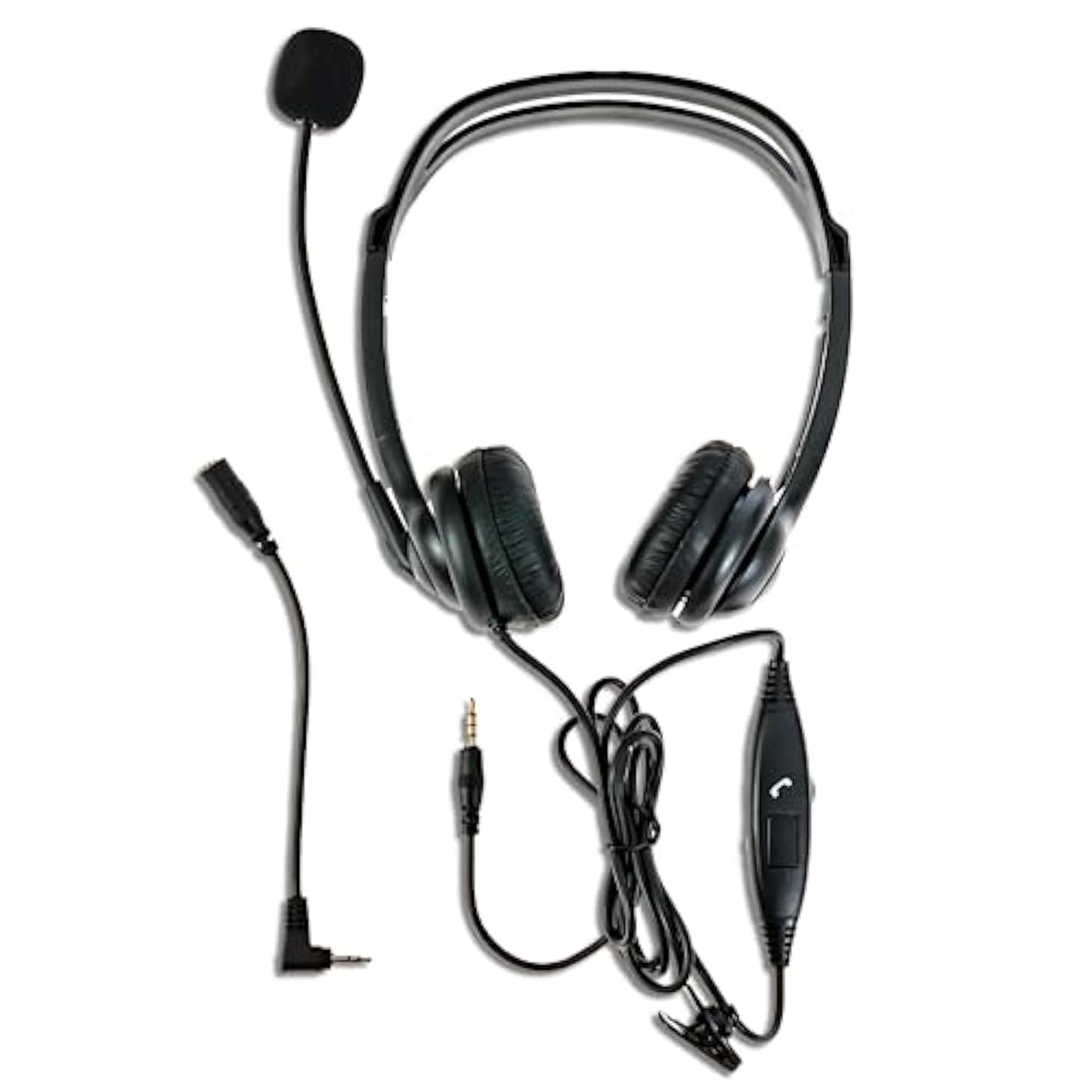 Spracht ZUM350B 3.5mm & 2.5mm Dual-Ear Stereo Headset with Boom Mic, Black | iPhone Headphones Wired | Noise Cancelling Headphones with Microphone for Call, Gaming, PC, Mac, Tablet or Cell Phone