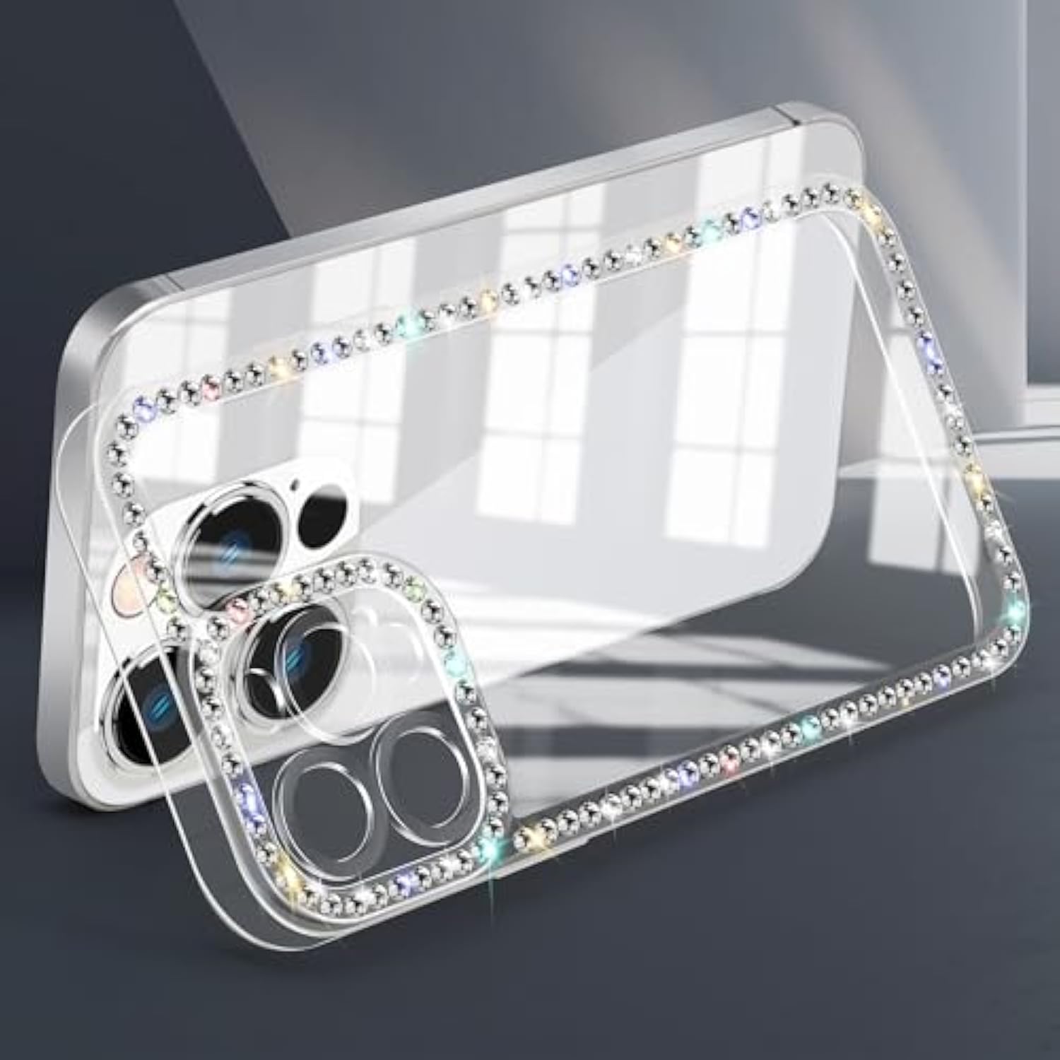 Compatible With Iphone 15 Case Clear Bling Diamond Rhinestone Cute For Girls Women Girly Case Glitter Shiny Sparkle Gem Design Soft Silicone Luxury Fashion Protective 3D Phone Case