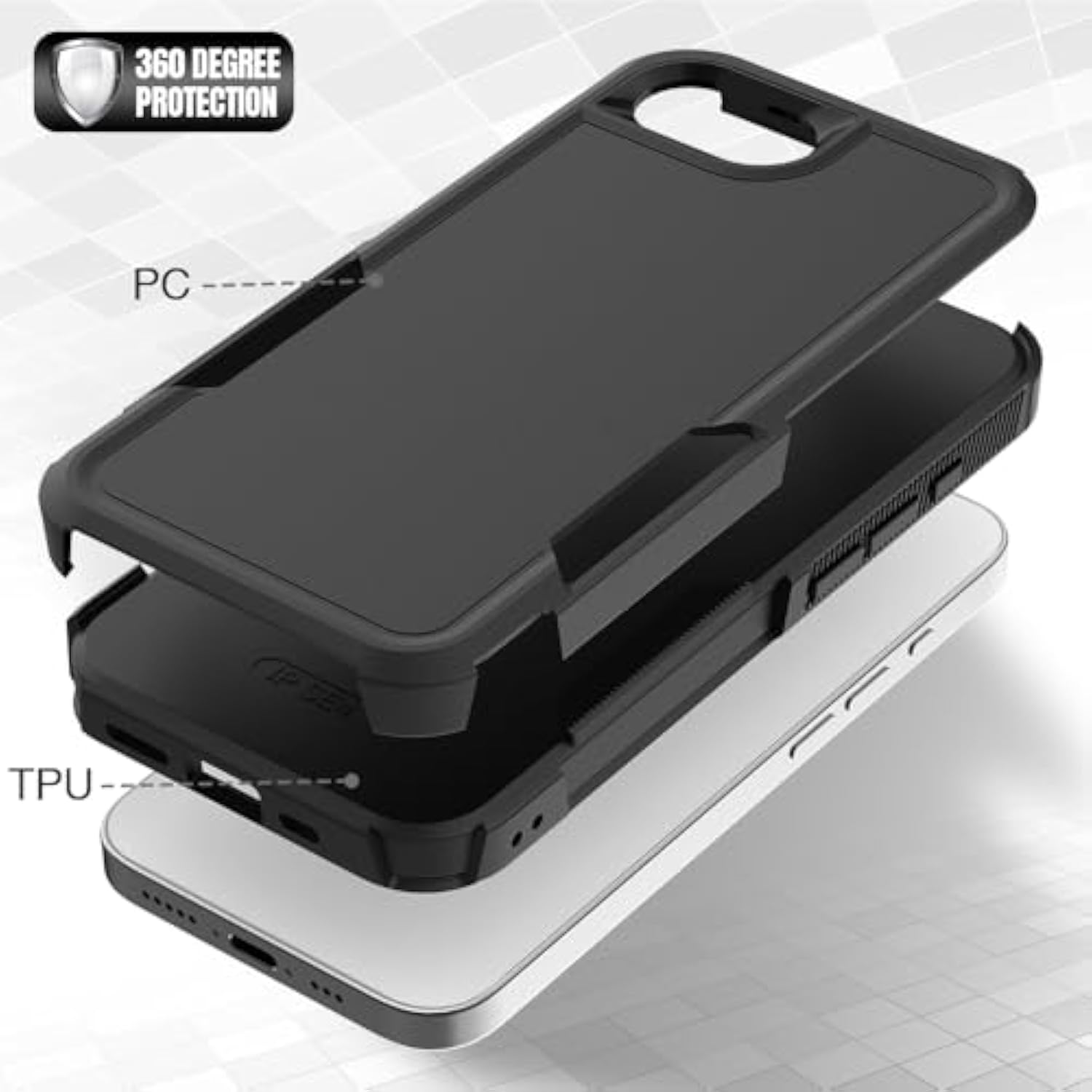 For Iphone 16E Case: Dual Layer Protective Heavy Duty Cell Phone Cover Shockproof Rugged With Hd Screen Protector - Protection Bumper Tough - For Apple Iphone 16E, Black