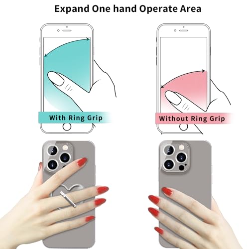Transparent Clear Phone Holder Ring Grips, Finger Ring Stand for Cell Phone Tablet (Heart-clear)