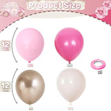 Pastel Dusty Pink Gold And White Balloons, 12Inch Retro Blush Baby Light Pink Gold White Latex Balloons For Girl Women Wedding Bridal Baby Shower Bachelorette Birthday Valentine’S Party Decorations