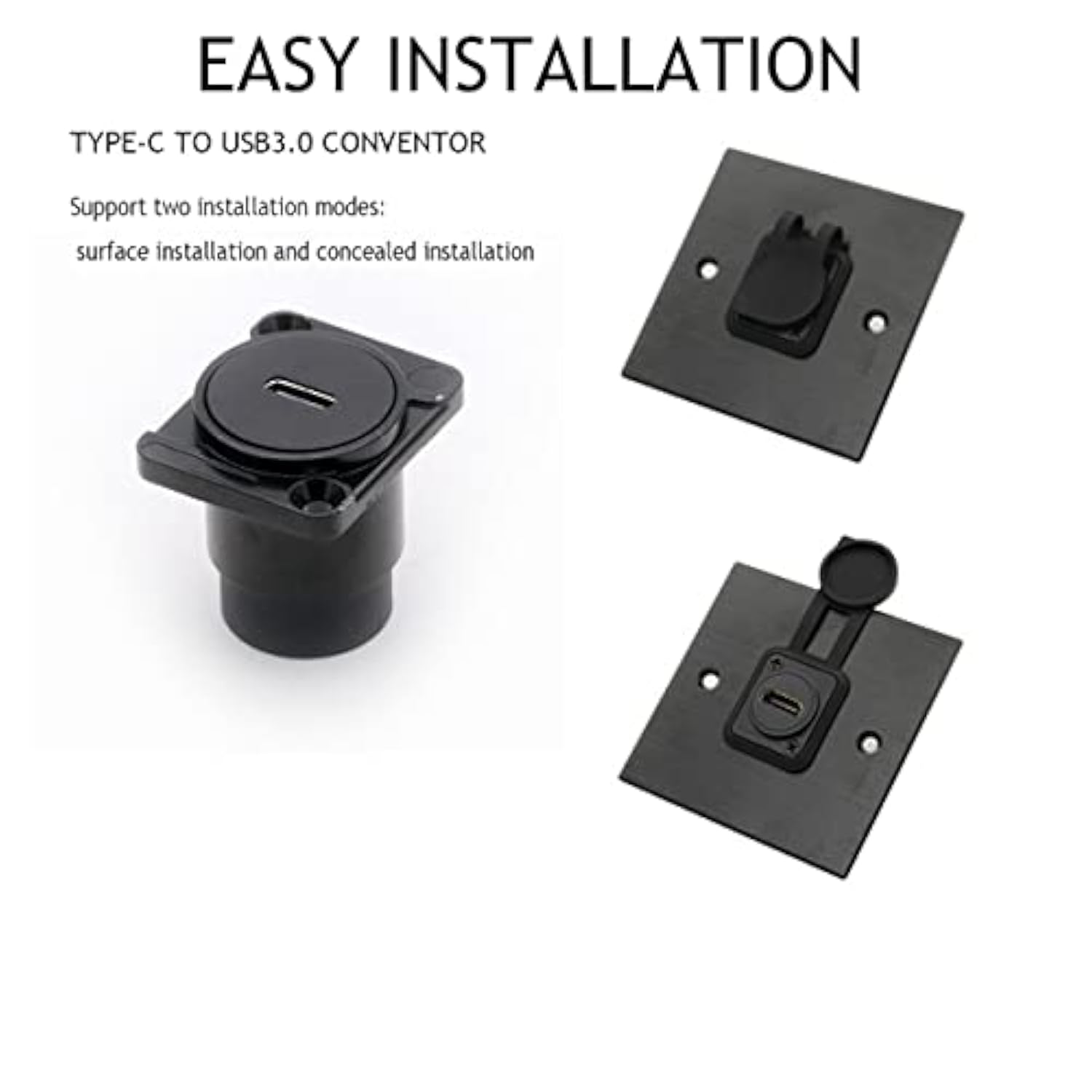 Usb C To Usb 3.0 Adapter Pack Of 2,Panel Mount Type C-Usb3.0 Female Converter