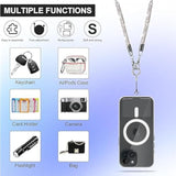 Crossbody For Phone Lanyard/Chain Water Diamond Full Diamond Chain With Clip Antilost Lanyard Universal Lanyard Suitable For Most Mobile Phones And Bags (White)