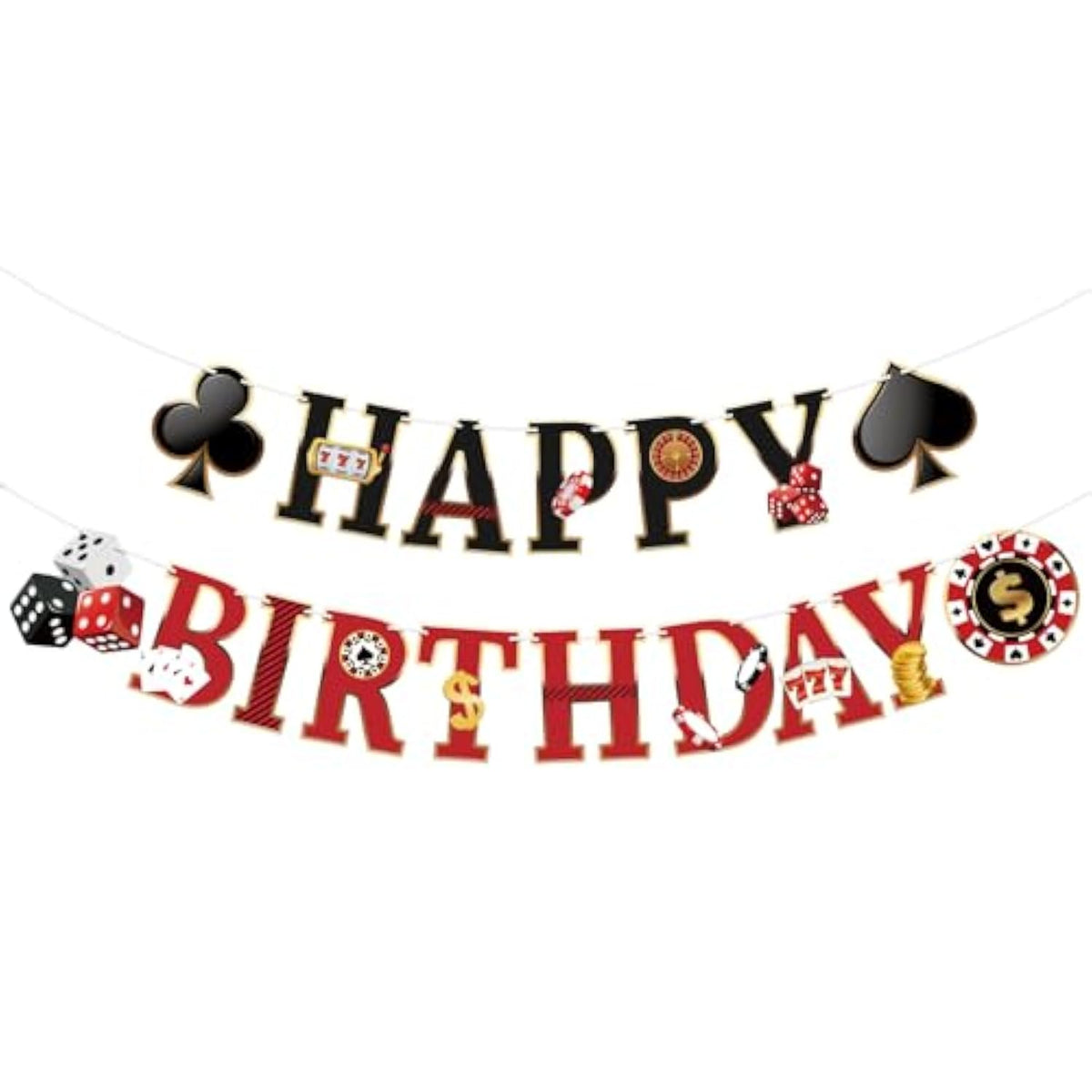 Casino Happy Birthday Banner Casino Theme Party Decorations Poker Game Party Banners Garland For Las Vegas Night Poker Game Party Supplies