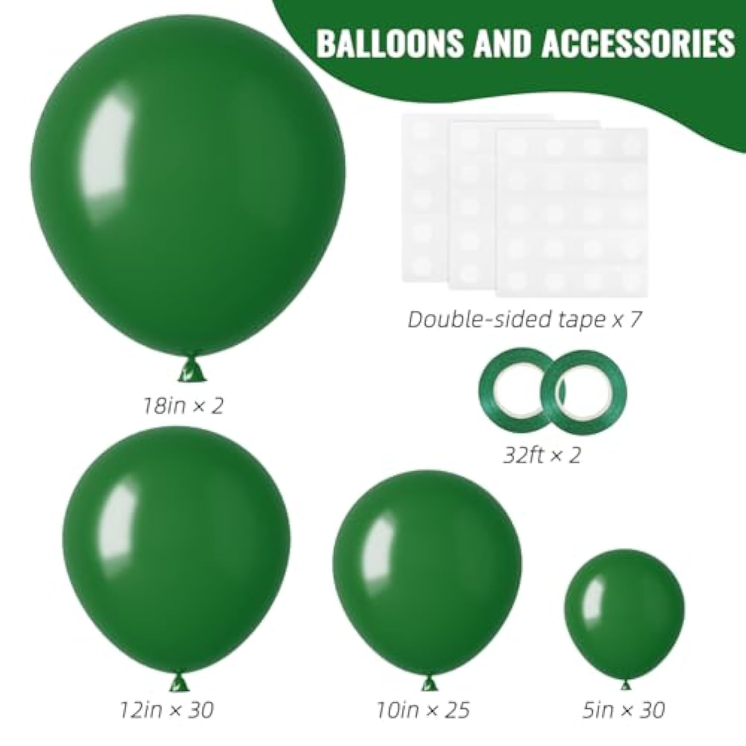 87Pcs Dark Green Balloons Different Sizes 18 12 10 5 Inch For Garland Arch, Green Latex Balloons For Birthday Party Baby Shower Wedding Halloween Christmas Party Decoration