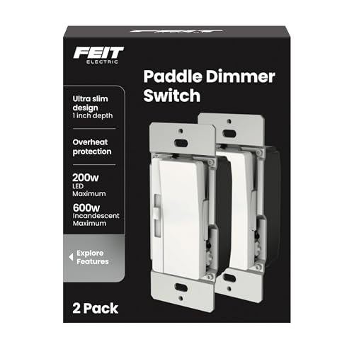 Paddle Dimmer Switch For Dimmable Led Light Bulbs, Single Pole Or 3-Way Toggle Light Switch, Overheat Protection, Wall Plates & Installation Hardware Included, 2 Pack