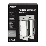 Paddle Dimmer Switch For Dimmable Led Light Bulbs, Single Pole Or 3-Way Toggle Light Switch, Overheat Protection, Wall Plates & Installation Hardware Included, 2 Pack