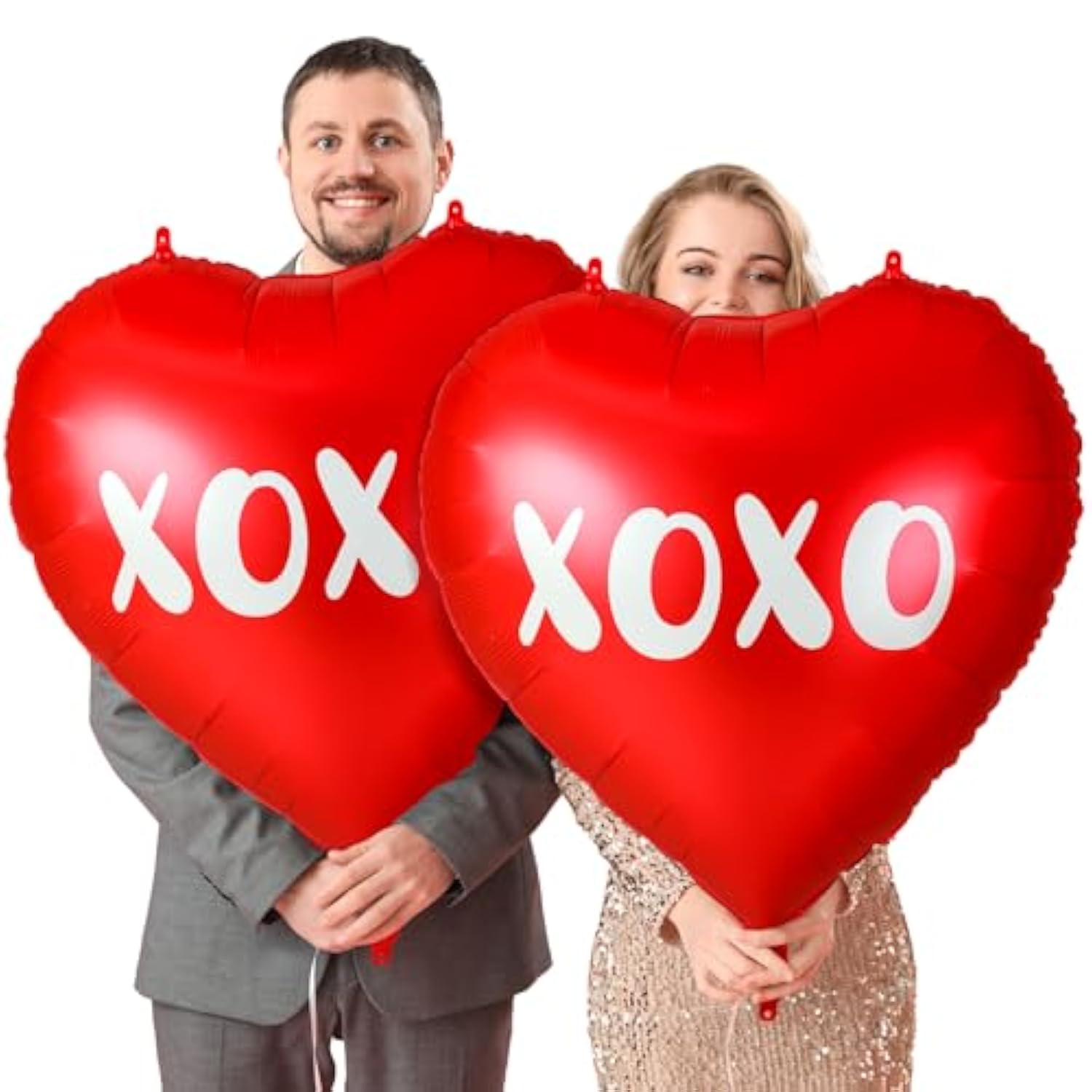 6 Pcs 32 Inches Large Heart Balloons Red Xoxo Huge Foil Heart Shaped Balloons Valentine'S Day Love Balloons Decorations For Galentines Day Wedding Anniversary Party Supplies