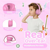 Kids Headphones Bluetooth 5.3 60H Play Time Wireless Kids Volume Limited 85 /110Db Over Ear Foldable Protection Headset With Mic Aux 3.5Mm For Boys Girls Child School Pad Tablet Pink