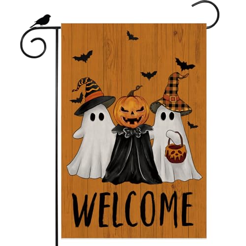 Ghost Bat Halloween Garden Flag Double Sided Yard Decor 12x18In