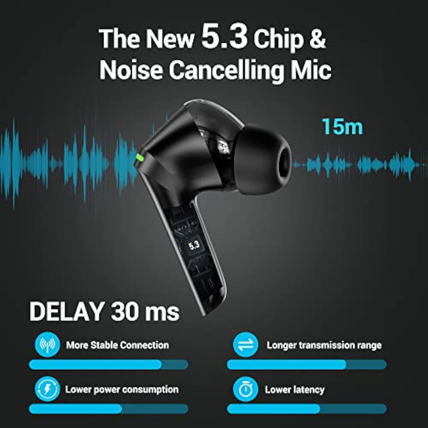 Ear Buds Noise Cancelling Wireless Bluetooth Earbuds With 4 Micro 80H Long Pla