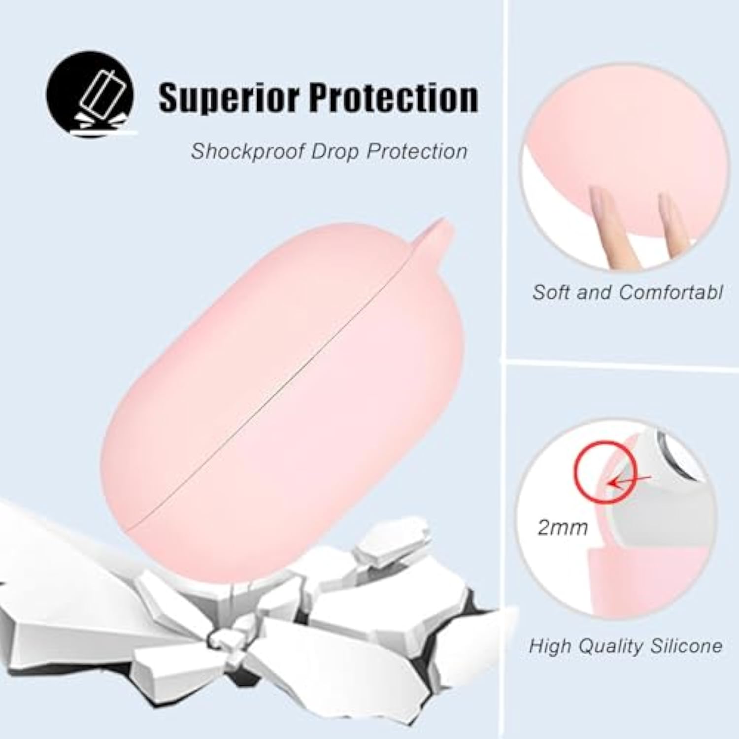 Protective Case For Beats Solo Buds Case Cover With Cute Cherry Charm Heart Keychain, Soft Silicone Daisy Key Chains Accessories For New Beats Solo Charging Case Earbuds For Women Men Pink