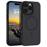 For Iphone 16 Pro Case With Carbon Fiber Texture Design [Compatible With Magsafe] Matte Back Anti-Scratch Slim Shockproof Phone Cover For Iphone 16 Pro 6.3 Inch-Black