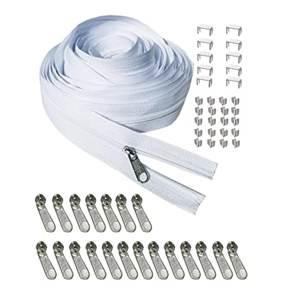 Zipper 10 Yards #3 Zipper Repair Kit White Zipper Roll For Sewing Nylo