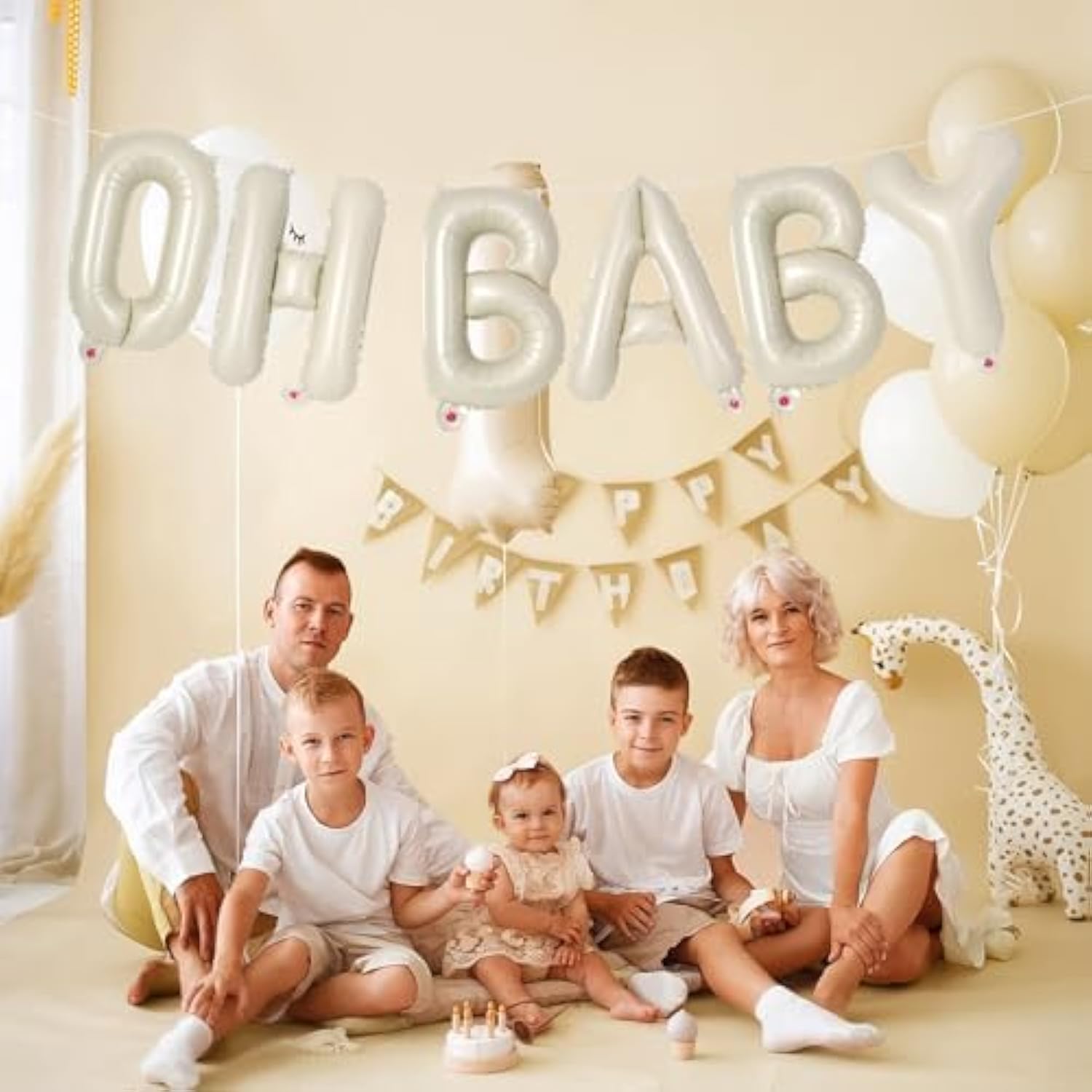 16" Cream Oh Baby Letter Balloons for Baby Shower & Gender Reveal Decor