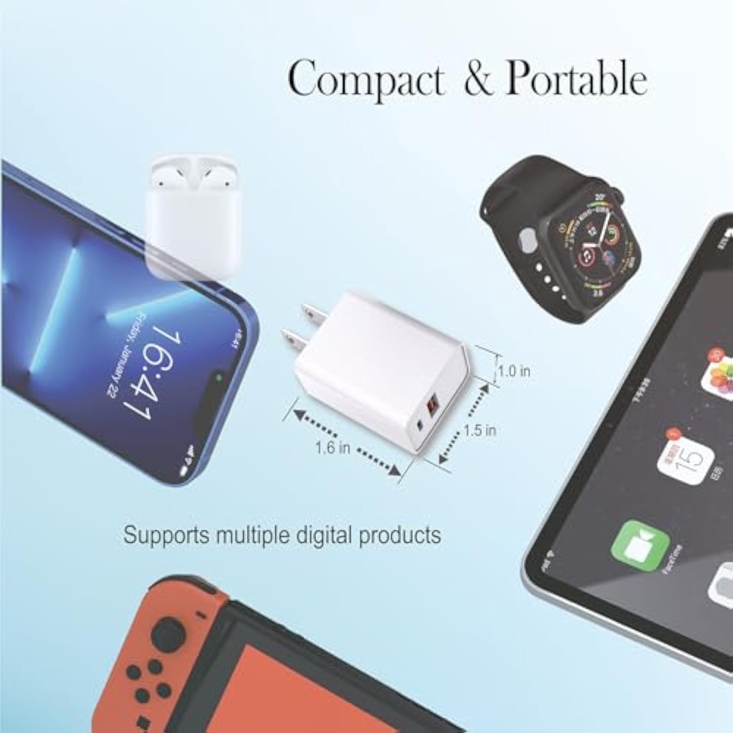 Usb C Charger Block, 20W Dual Port Type C Fast Wall Charging Head, Power Adapter Cube For Apple Iphone 16, 15, 14, 13, 12, 11, X, 8, And Apple Watch9, 8, 7, Ipad, White, 2 Pack