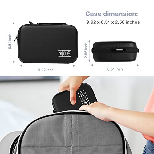 Electronic Organizer Travel Case Compatible With Macbook Power Adapter, Compatible With Magic Mouse & Pencil, Sd Card, Usb Flash Disk With 4 Modular Insert & 2 Cable Tie & Snap Hook, Black