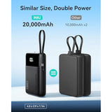 45W Portable Charger, Smallest 20000Mah Power Bank With Build In Usb-C Cable, Fast Charging Usb C In&Out Battery Pack, Travel Phone Charger For Iphone 16 15 Samsung S25 S24 Google Ipad Etc