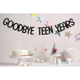 Goodbye Teen Years Banner, 20Th Birthday Decorations, 20 & Fabulous, Happy 20 Years Old Anniversary Party Decoration Supplies Black