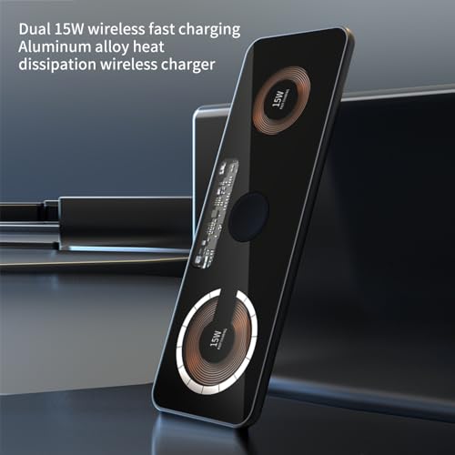 Dual 15W Magnetic Wireless Charging Pad for iPhone 12-15 Series& AirPods - Triple Station with MagSafe Alignment Fast Charging Pad for Smartphones