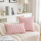 Set Of 2 Heart Love Cute Pink Decorative Valentines Throw Pillow Covers 18X18, Soft Plush Faux Fur Pillow Covers For Couch Sofa Home Valentines Day Decoration