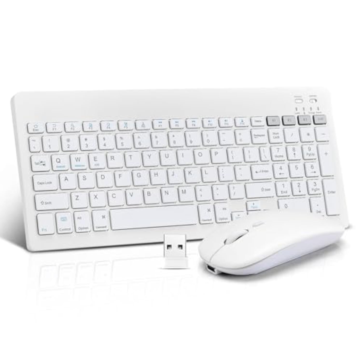 Bluetooth Keyboard And Mouse Combo Rechargeable Portable Wireless Keyboard Mouse Set For Apple Ipad Iphone Ios 13 And Above Samsung Tablet Phone Smartphone Android Windows (White)