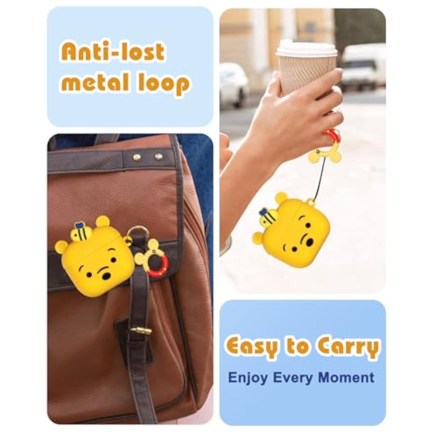 Boaretiu For Airpods 4Th Case - With Keychain For Airpods 4Th Generation Case (2024) Yellow Bear Cute Kawaii Funny 3D Soft Silicone Fun Cool For Girls Women Teens For Air Pods 4 Cover