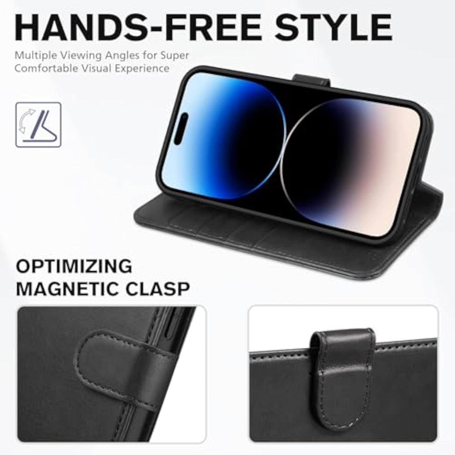 TUCCH Case Wallet for iPhone 14 Pro Max, [RFID Blocking] 4 Card Holder Stand [Shockproof TPU Interior Case] PU Leather Magnetic Protective Flip Cover Compatible with iPhone 14 Pro Max 6.7", Black