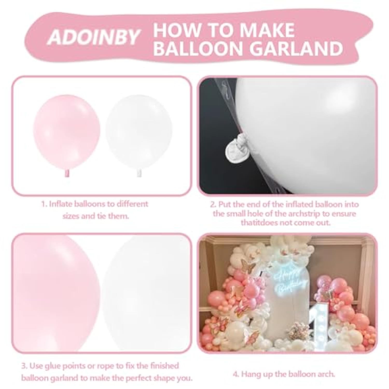 Pink Balloon Garland Kit 140pcs Pastel, Metallic & Confetti Balloons for Party Decorations