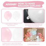 Pink And White Balloon Arch Kit, 140Pcs Macaron Pink Balloon Matte White Balloon 18 12 10 5 Inch Different Size Balloons For Engagement Wedding Birthday Baby Shower Gender Reveal Decorations