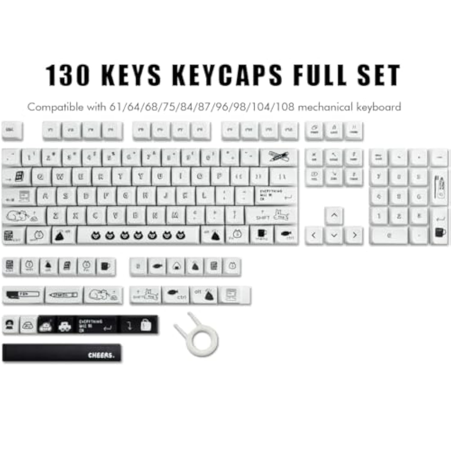 Pbt Keycaps Moa Profile Keycaps 142 Keys Custom Keycaps Dye-Sublimation Cute M