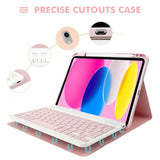 For Ipad 10Th Generation 10.9-Inch 2022 Keyboard Case With Mouse,Magnetically Detachable Wireless Keyboard Cover With Pencil Holder, Rotatable Keyboard Case For New Ipad 10Th Gen 2022 (Pink)