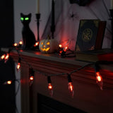 10Ft Flickering Flame String Lights With 10 C18 Flicker Amber Flame Lights Bulbs, E12 Candlestick Base Christmas String