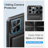 For Iphone 16 Pro Max Case Wallet, Built-In Card Holder (4-5 Cards), Slide Lens Cover, Military Drop Protection, Rugged Heavy Duty Men Women Protective Phone Case For Iphone 16 Pro Max, Black