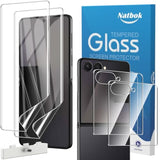 2+2 Pack Soft Flexible Tpu Film Screen Protector For Samsung Galaxy Z Flip 7 & Front Tempered Glass Screen Protector,Hd Clear,Support Fingerprint Unlock,With Easy Installation Alignment Tool