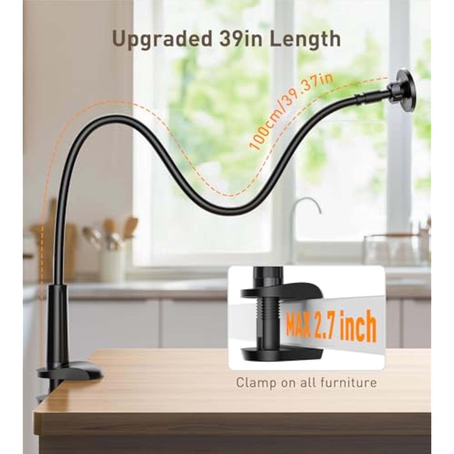 Magnetic Gooseneck Phone Holder Mount For 16/15/14/13/12 - Magnetic Stand Tabletop Clamp 360°Rotation Adjustable For Office/Home Compatible With 16 15 14 13 12 Mini Plus Pro Max
