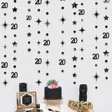 20th Birthday Decorations Metallic Banner & Streamers for Cheers to 20 Years