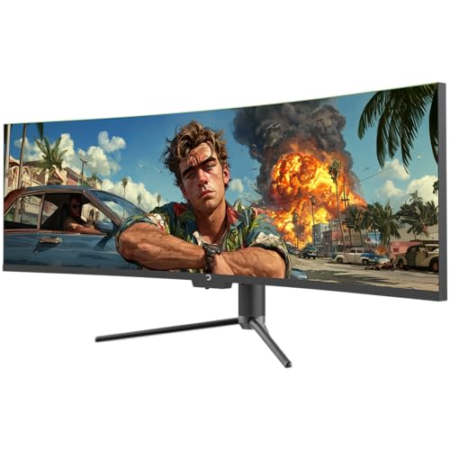 Dq49 Inch Curved Ultrawide Gaming Monitor, 1Ms, 120Hz Refresh Rate, 32:9, Dqhd, 5K 5120X1440P, R1800, 99% Srgb, Hdr400, Displayport, Hdmi, Freesync, Gsync, Height - Tilt Adjustable
