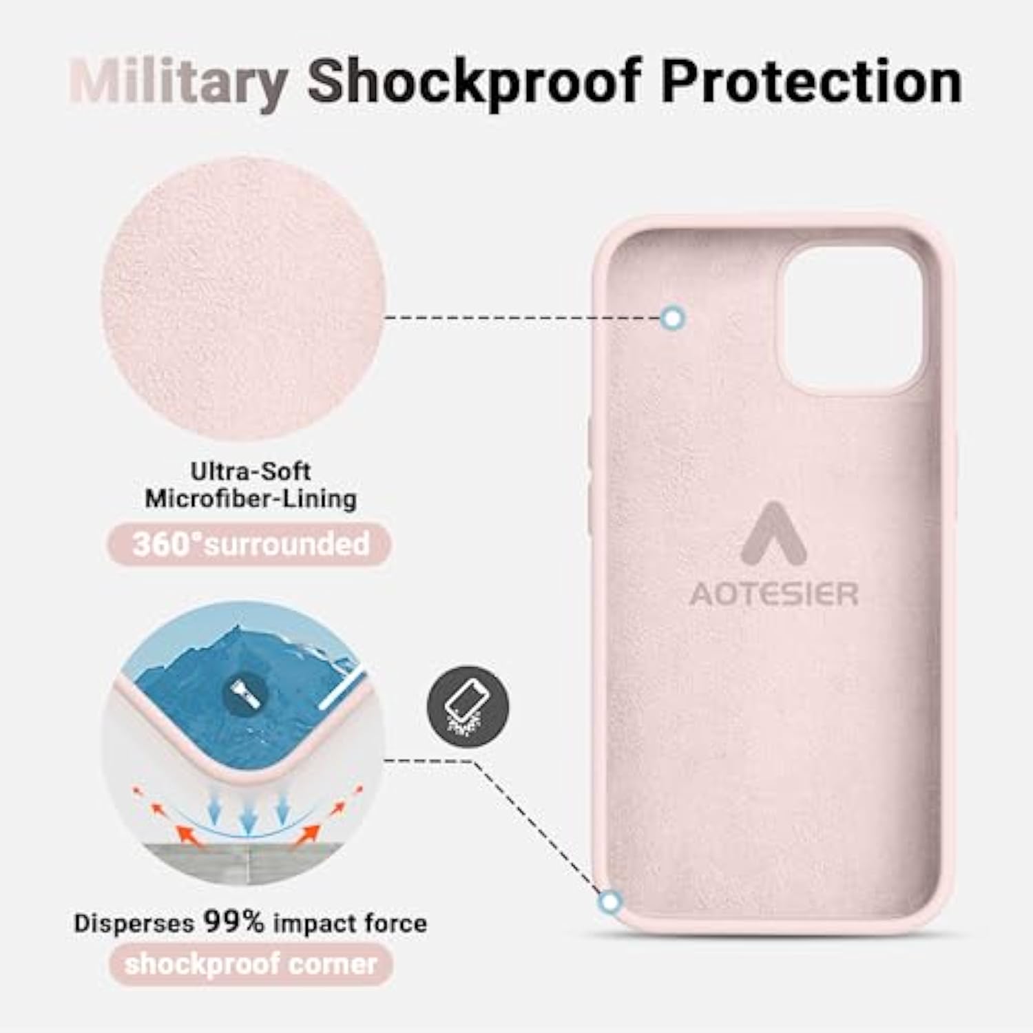 iPhone 12 6.1 Silicone Case Soft Anti-Fingerprint Flexible Bumper Chalk Pink