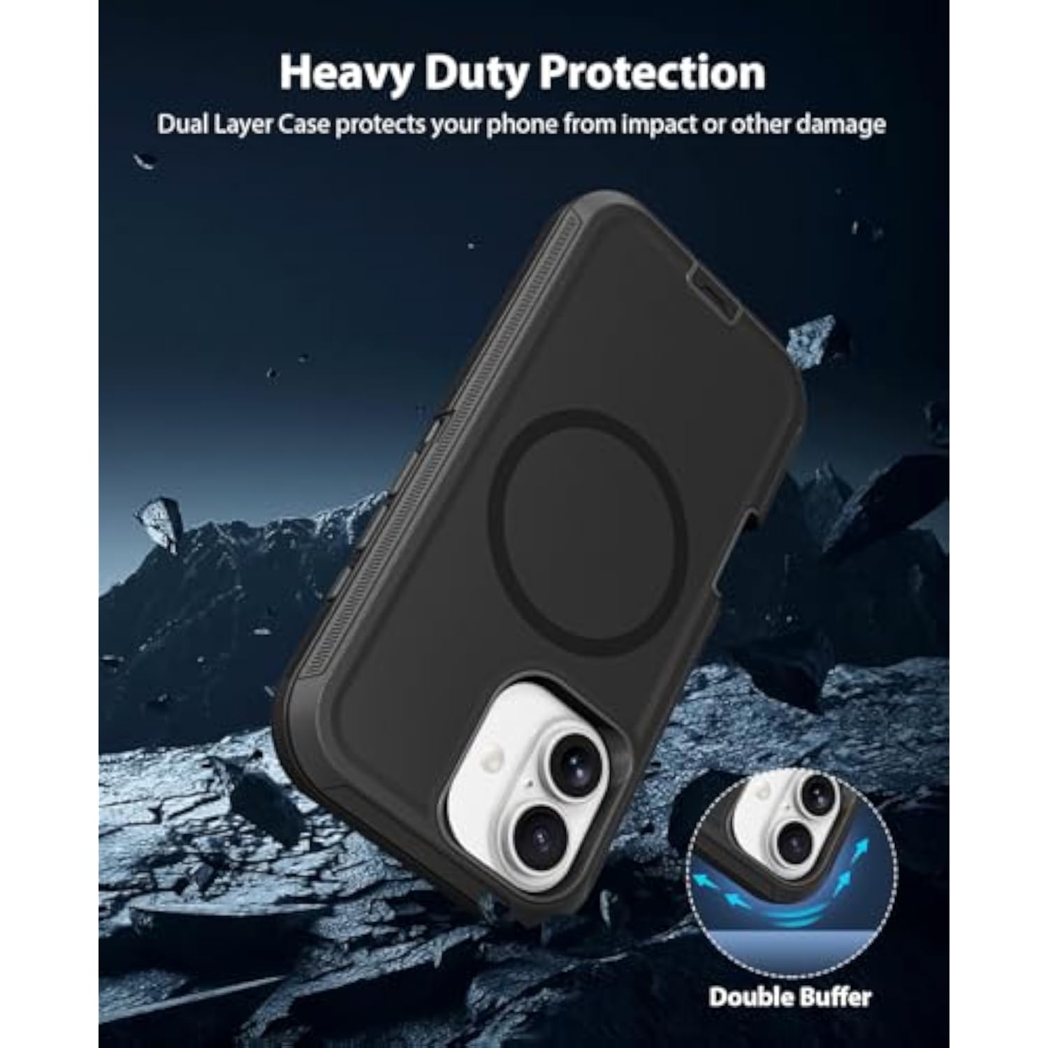 iPhone 17 MagSafe Rugged Phone Case Compatible with iPhone 17 5G Black