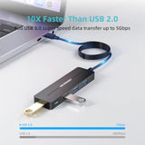 Usb Hub 3.0 4-Port Ultra-Slim Data Usb Expander With 4 Ft Extended Cable For M