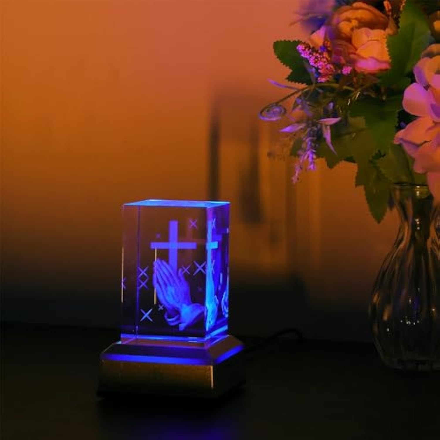 Jesus Cross Figurine, Cross Night Light, Christian Praying Gifts Lamp, Baptism Gifts For Boys Girls Women Unique, Christmas Birthday Gifts