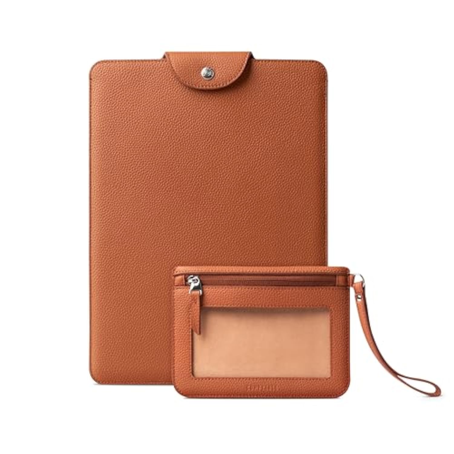 Genuine Leather Laptop Sleeve 13 Inch With Accessory Pouch, Precisely Compatible With Macbook Air M4 M3 M2 M1 2025 & Macbook Pro M2 M1 2022, Brown