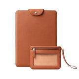 Genuine Leather Laptop Sleeve 13 Inch With Accessory Pouch, Precisely Compatible With Macbook Air M4 M3 M2 M1 2025 & Macbook Pro M2 M1 2022, Brown
