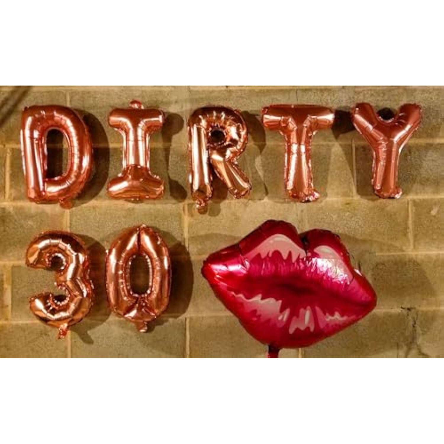 Dirty 30 Balloons Set with Letter Banner & Red Lips Balloons 30th Birthday Decorations