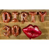 Dirty 30 Balloons Set with Letter Banner & Red Lips Balloons 30th Birthday Decorations