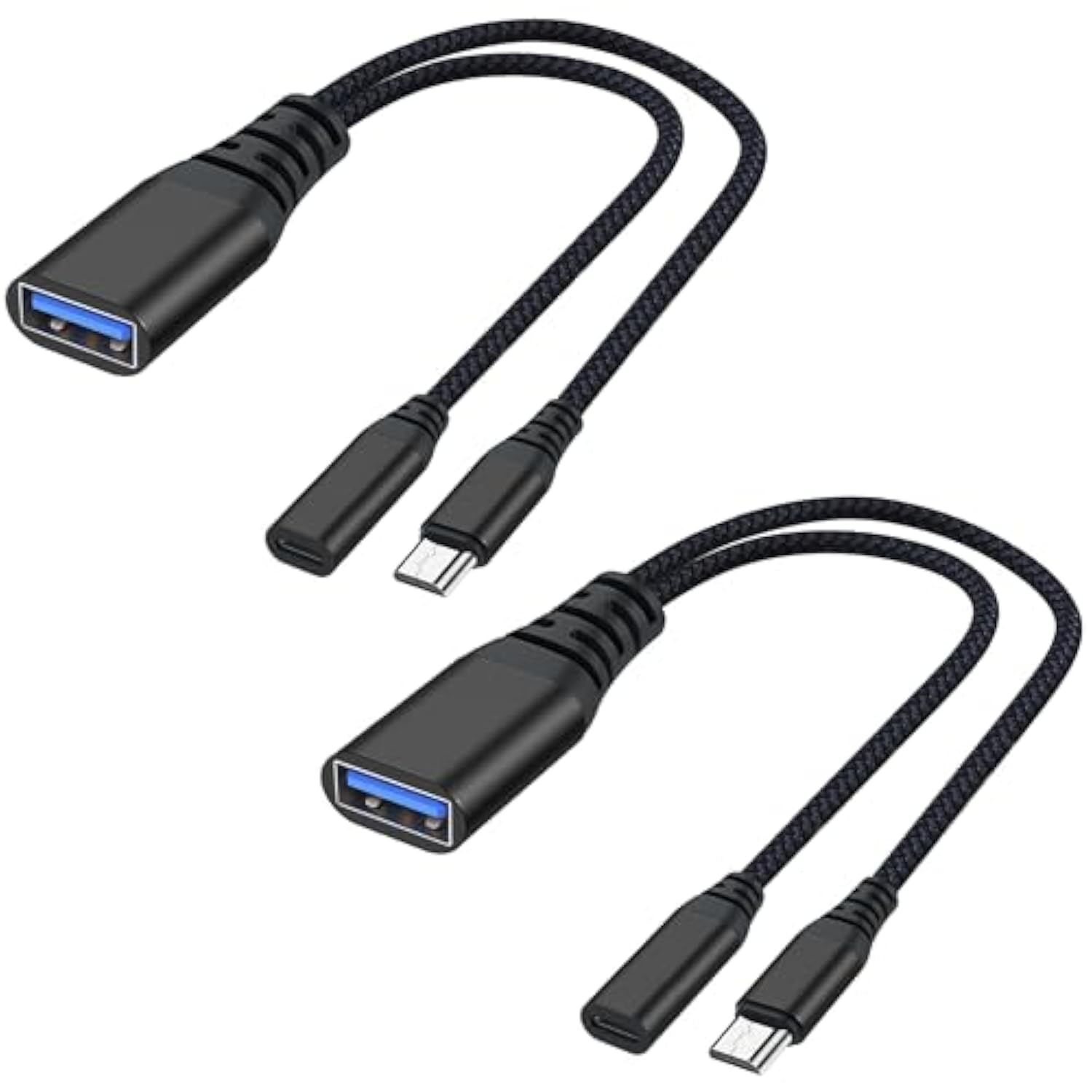 2 Pack Otg Cable Adapter For Fire Tv Stick 4K, Powered Micro Usb To Usb Otg Cable For Android Phone Tablet And More Host Devices With Micro Usb (Black)