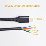 2Pcs Type-C Usb C Male Pigtail 6 Wires Pd Power Cable 1 Ft/30Cm 5A Fast Charge